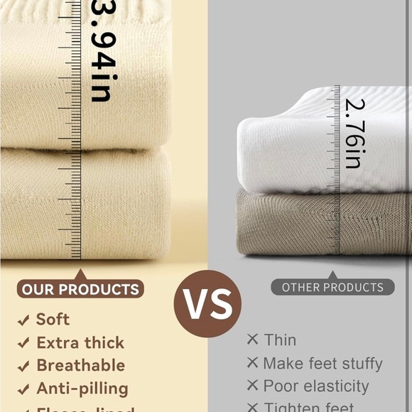 Boot Socks for Women Winter Wool Solid Thick Warm Socks Crew Socks Christmas - Picture 4 of 7